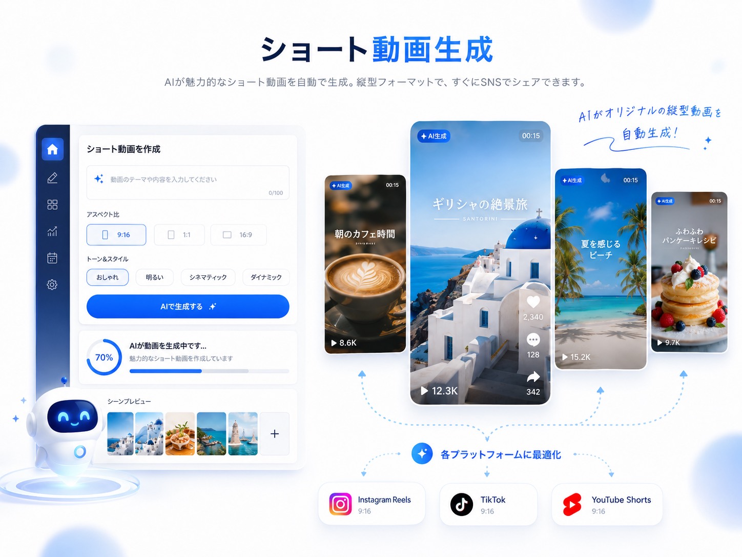 AIがショート動画を自動生成する画面